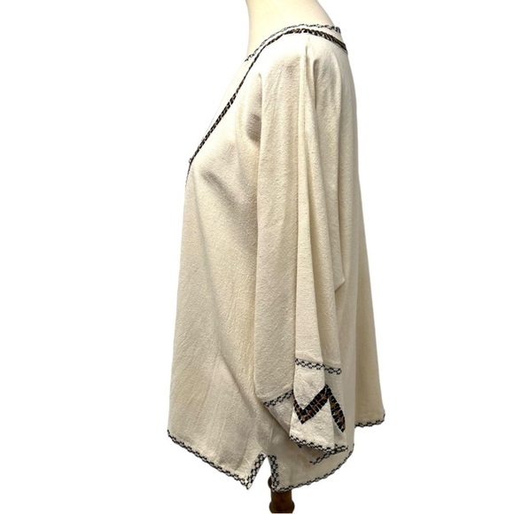 Ulla Johnson Silk Cream Embroidered Split Neck Peasant Top Women’s 8 - Picture 4 of 10